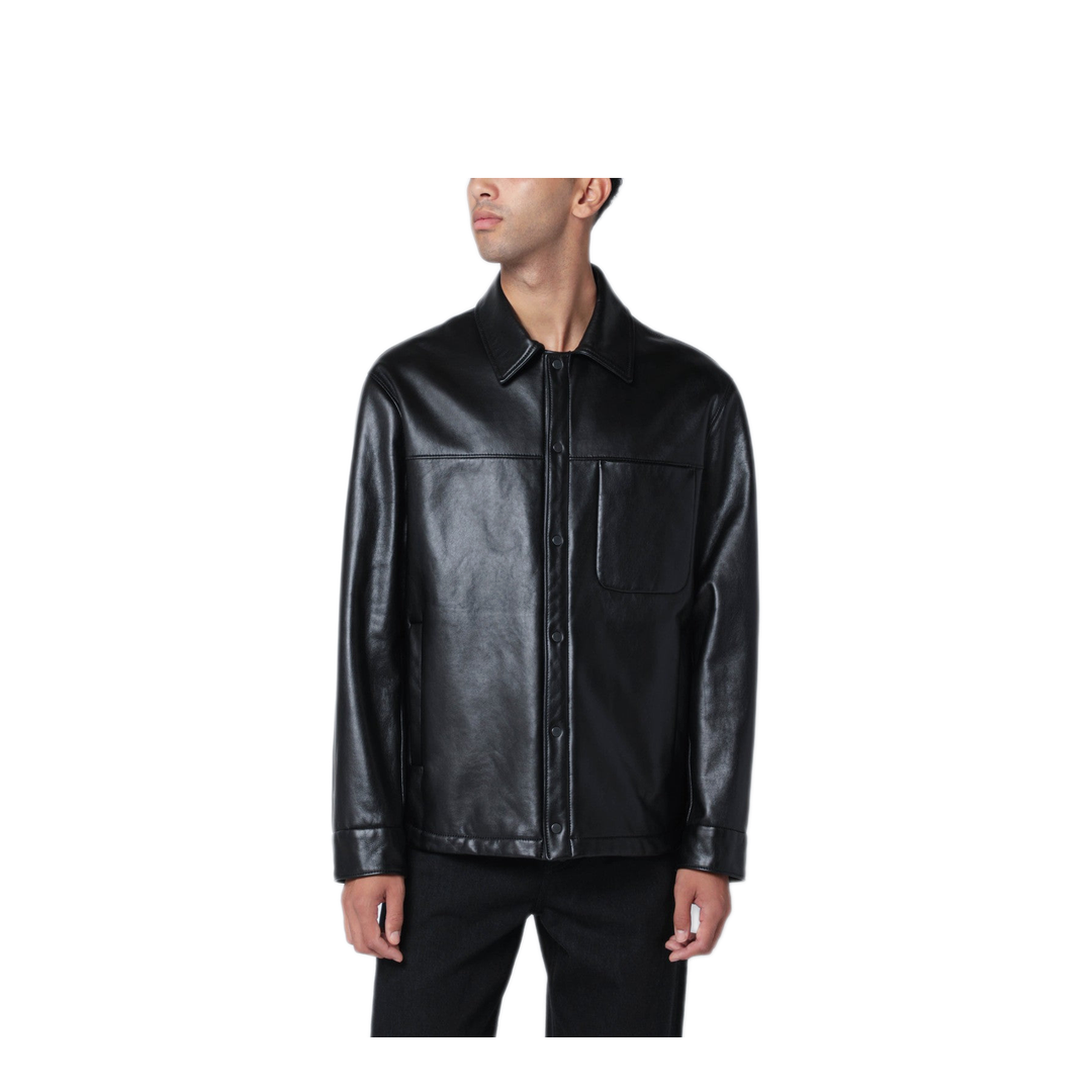 MAYFEYR - Salvatore Santoro - Black Leather Overshirt - 49586LEBLK