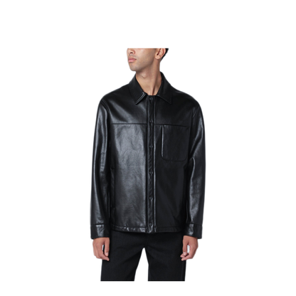 MAYFEYR - Salvatore Santoro - Black Leather Overshirt - 49586LEBLK