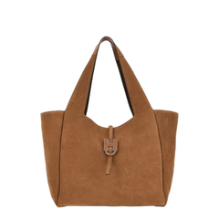 Calf Suede Shopping Bag - Luggage Brown
