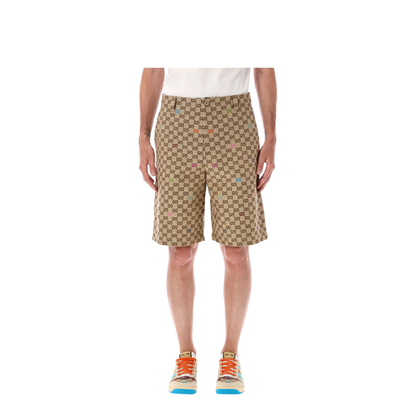 Canvas Shorts in Camel and Dark Brown
