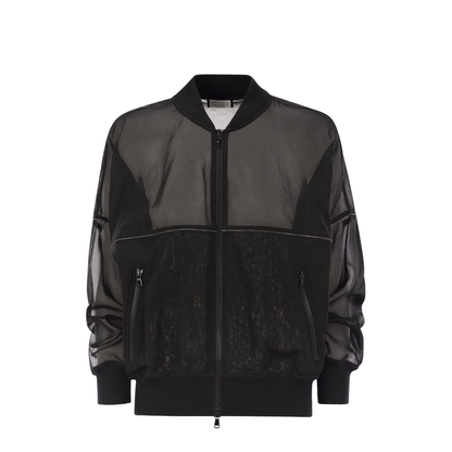 Cotton Organza Bomber Jacket with Shiny Trims