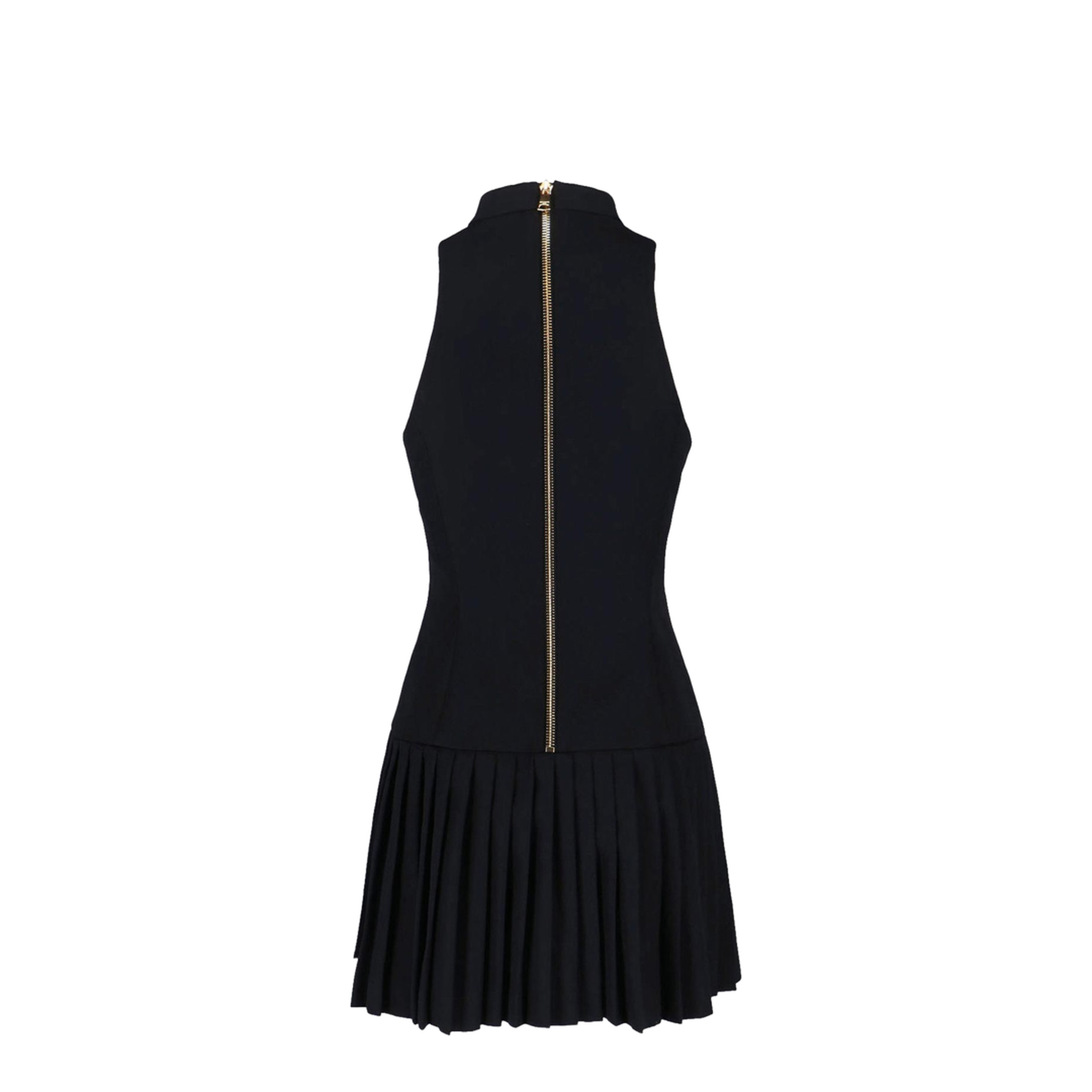Belted Pleated Mini Dress Black