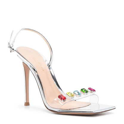 Ribbon Candy Crystal-Embellished Sandals