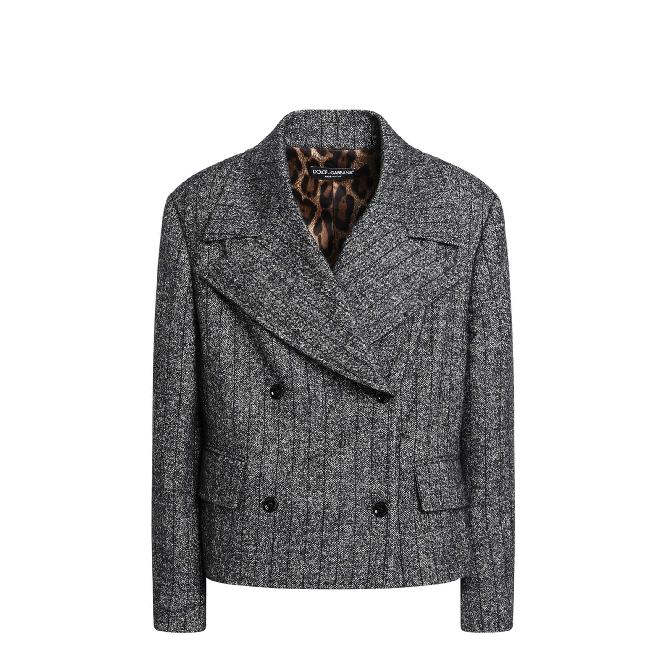 MAYFEYR - Dolce & Gabbana - Dark Grey Short Oversized Striped Jacket - F27FXTFRZANS8051