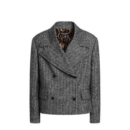 MAYFEYR - Dolce & Gabbana - Dark Grey Short Oversized Striped Jacket - F27FXTFRZANS8051