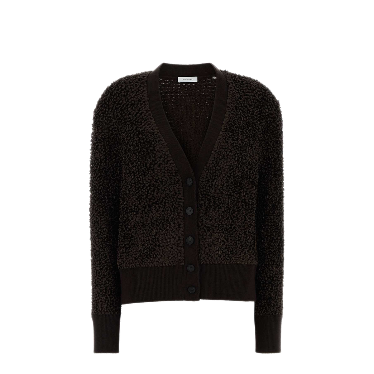 MAYFEYR - Ferragamo - Dark Brown Boucle Cardigan - 13H752788431DARKEXPRESSO