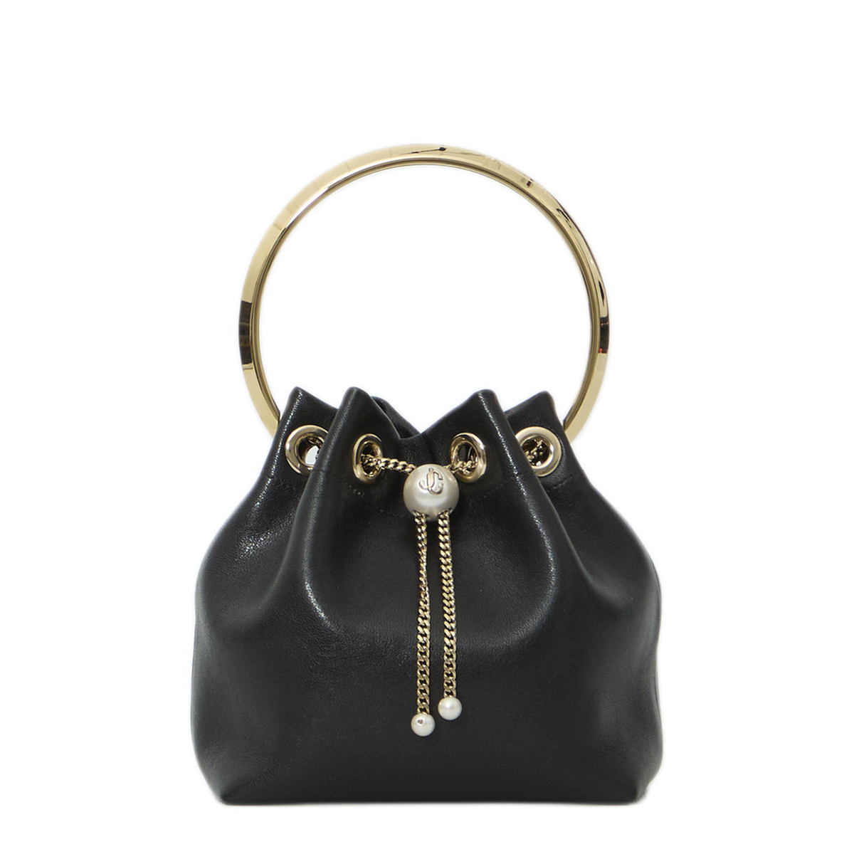 MAYFEYR - Jimmy Choo - Black Bon Bon Bag - BONBONTYTBLACKLIGHTGOLD