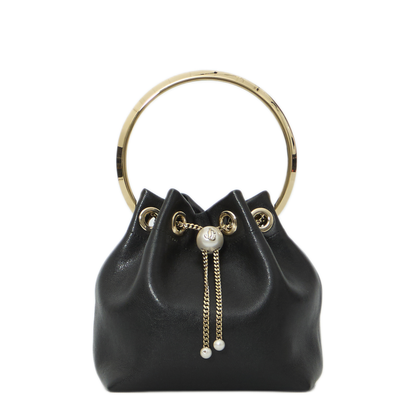 MAYFEYR - Jimmy Choo - Black Bon Bon Bag - BONBONTYTBLACKLIGHTGOLD