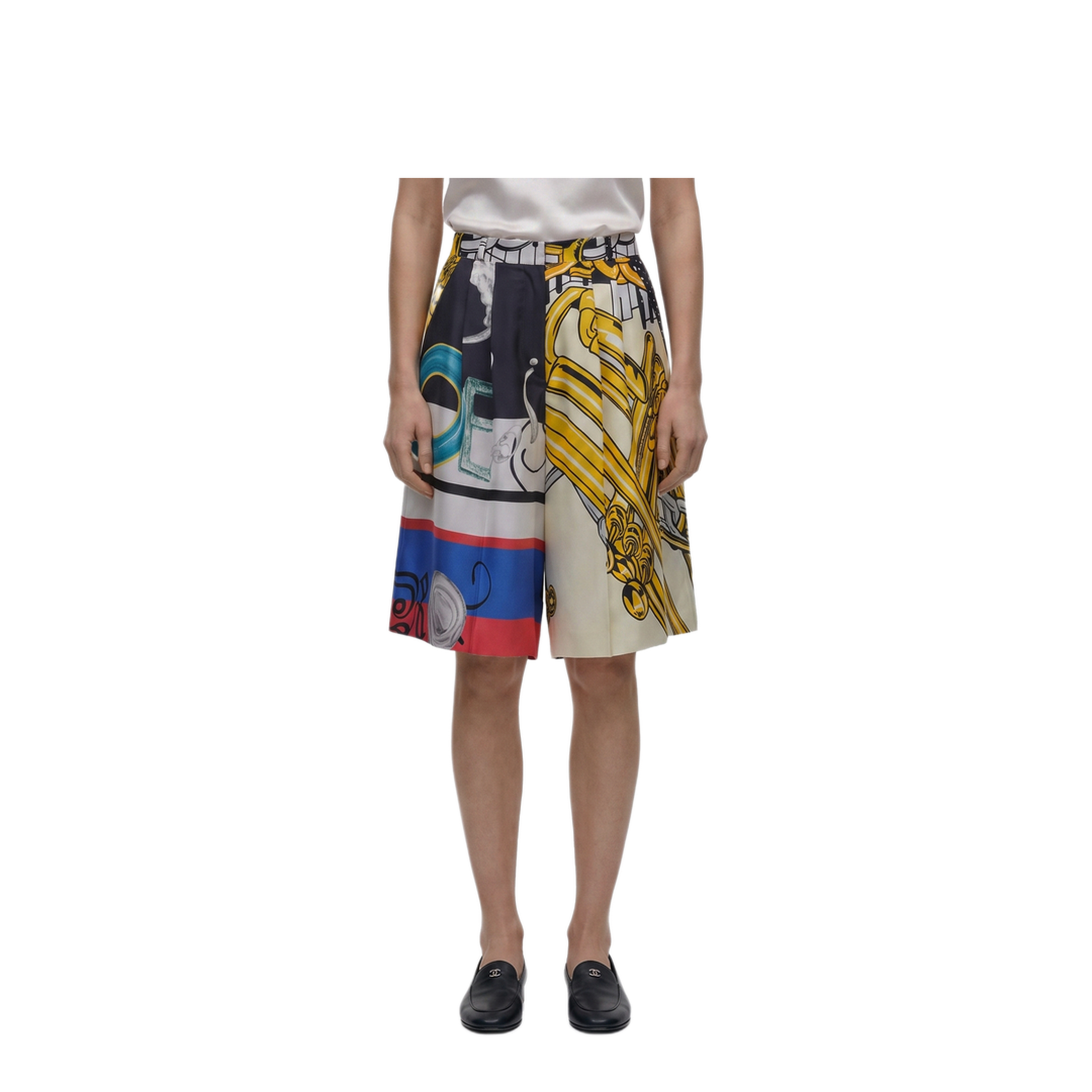 MAYFEYR - Celine - Multicolor Printed Silk Twill Bermuda Shorts - RP0VB4P3514ML