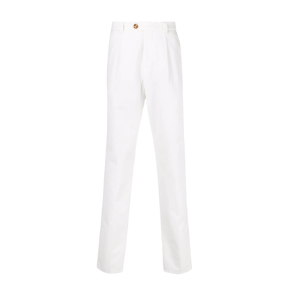 White Cotton Straight-Leg Chino Trousers