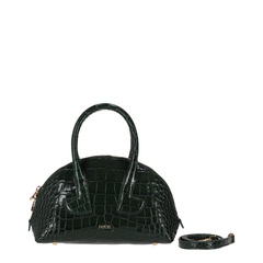 Crocodile-Embossed Leather Bowling Bag - Garden Green