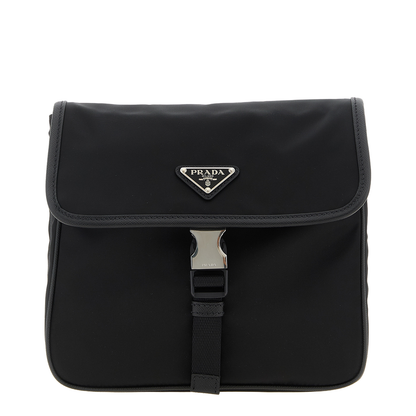 Black Re-nylon And Saffiano Leather Shoulder Bag