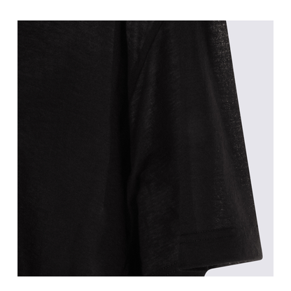 Black Maxi Train T-Shirt in Cotton Jersey
