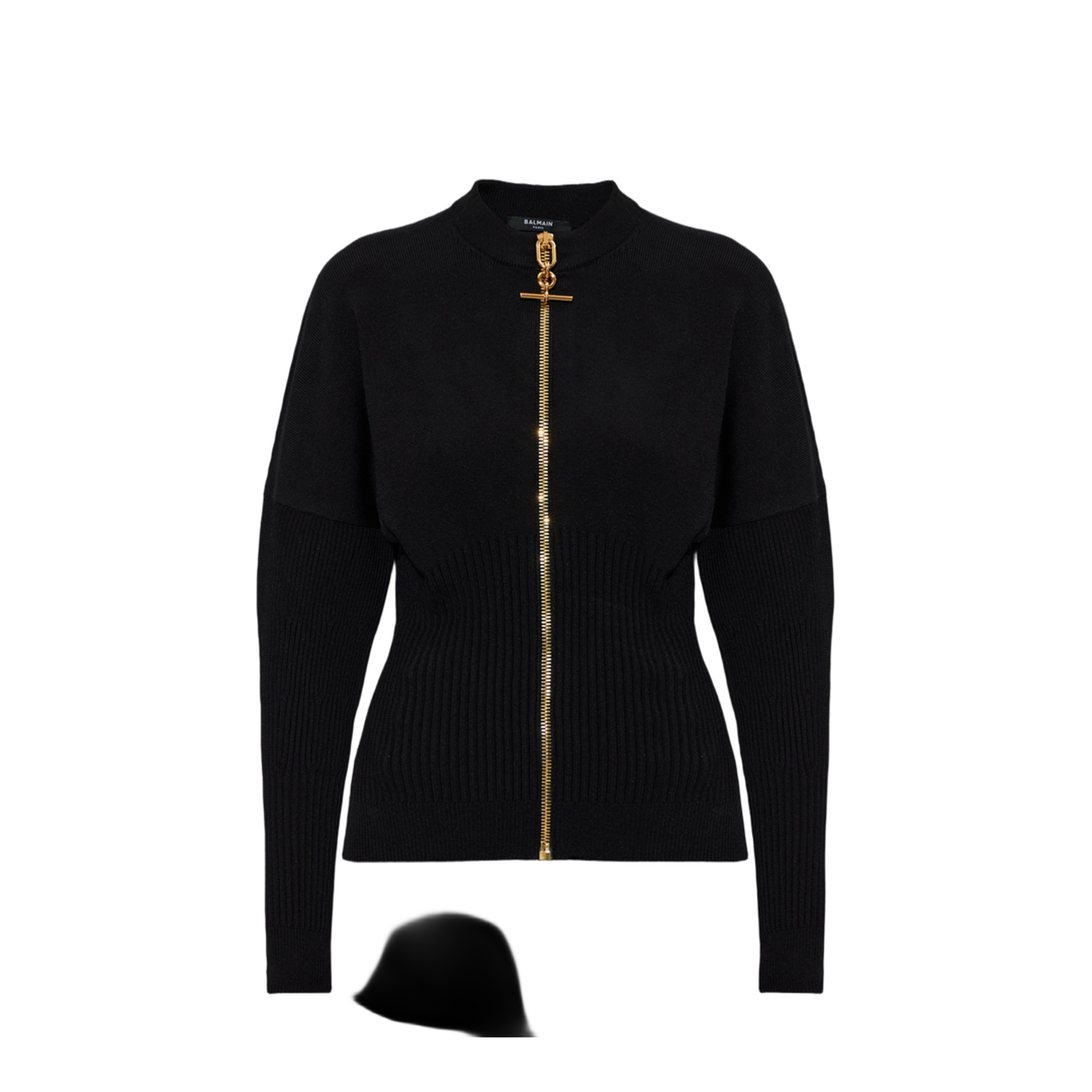 Zipped Knit Cardigan Black