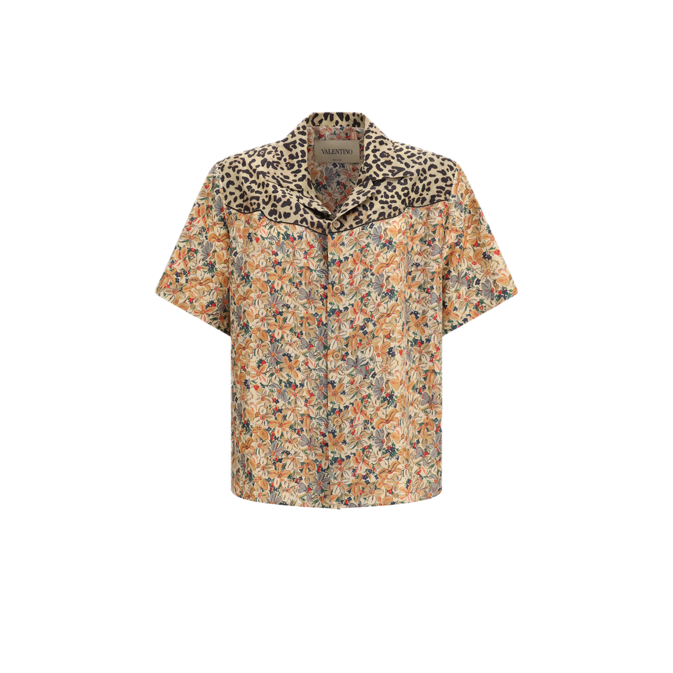 MAYFEYR - Valentino - Short Sleeve Floral And Leopard Print Shirt - 9V3AA311BJ1QD7