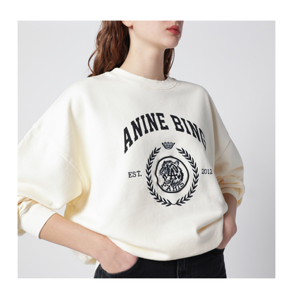 MAYFEYR - Anine Bing - Miles Collegiate Cream Sweatshirt - A-08-12486COWKHA3