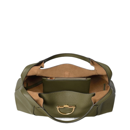 Softbit Maxi Shoulder Bag in Forest Green Leather
