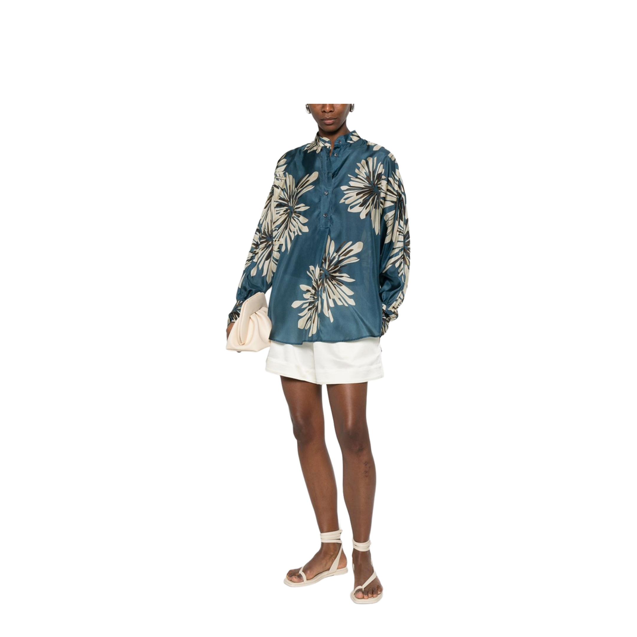 Women's Printed Silk Shirt Blue