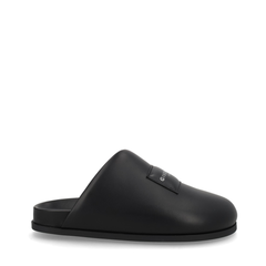 Black Leather Slippers