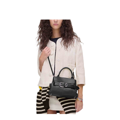 Small Satchel Handbag Leather Black