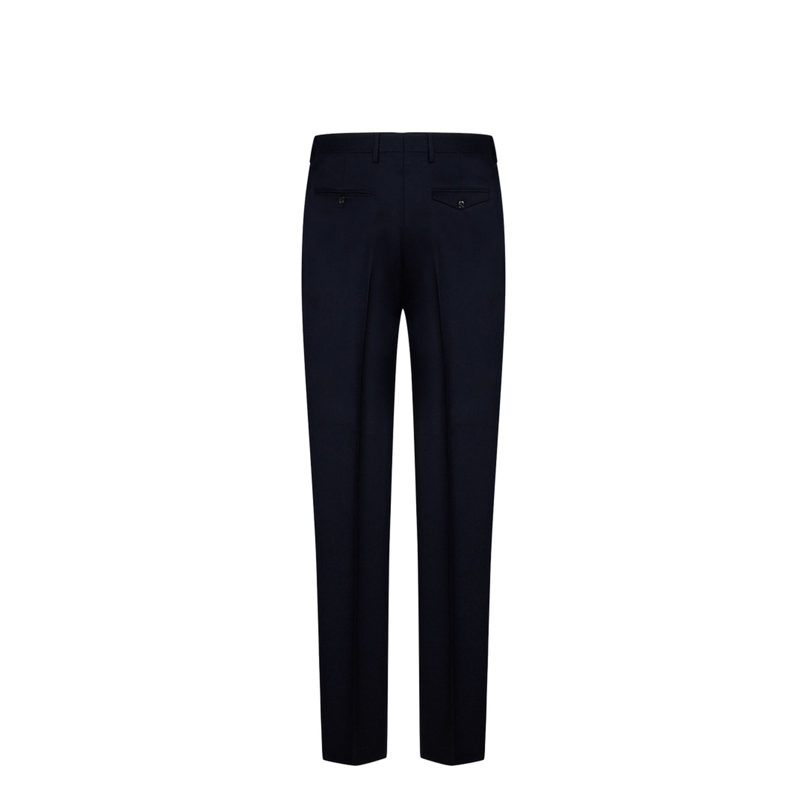 Navy Blue Wool Pleat Trousers