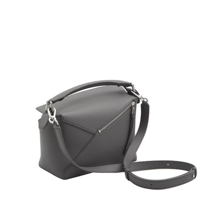 Puzzle Edge Small Calfskin Crossbody Bag - Slate Grey