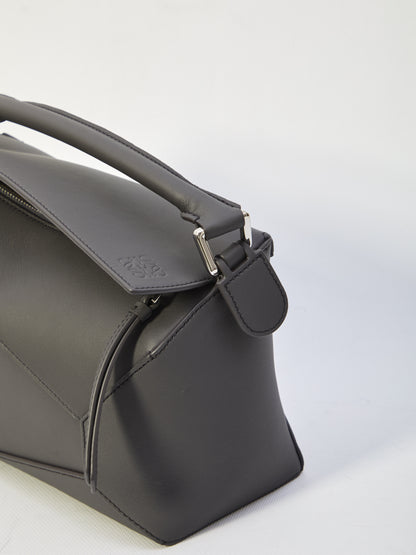 Puzzle Edge Small Calfskin Crossbody Bag - Slate Grey