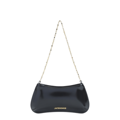 Le Petit Bisou Chaîne Calf Leather Shoulder Bag - Black