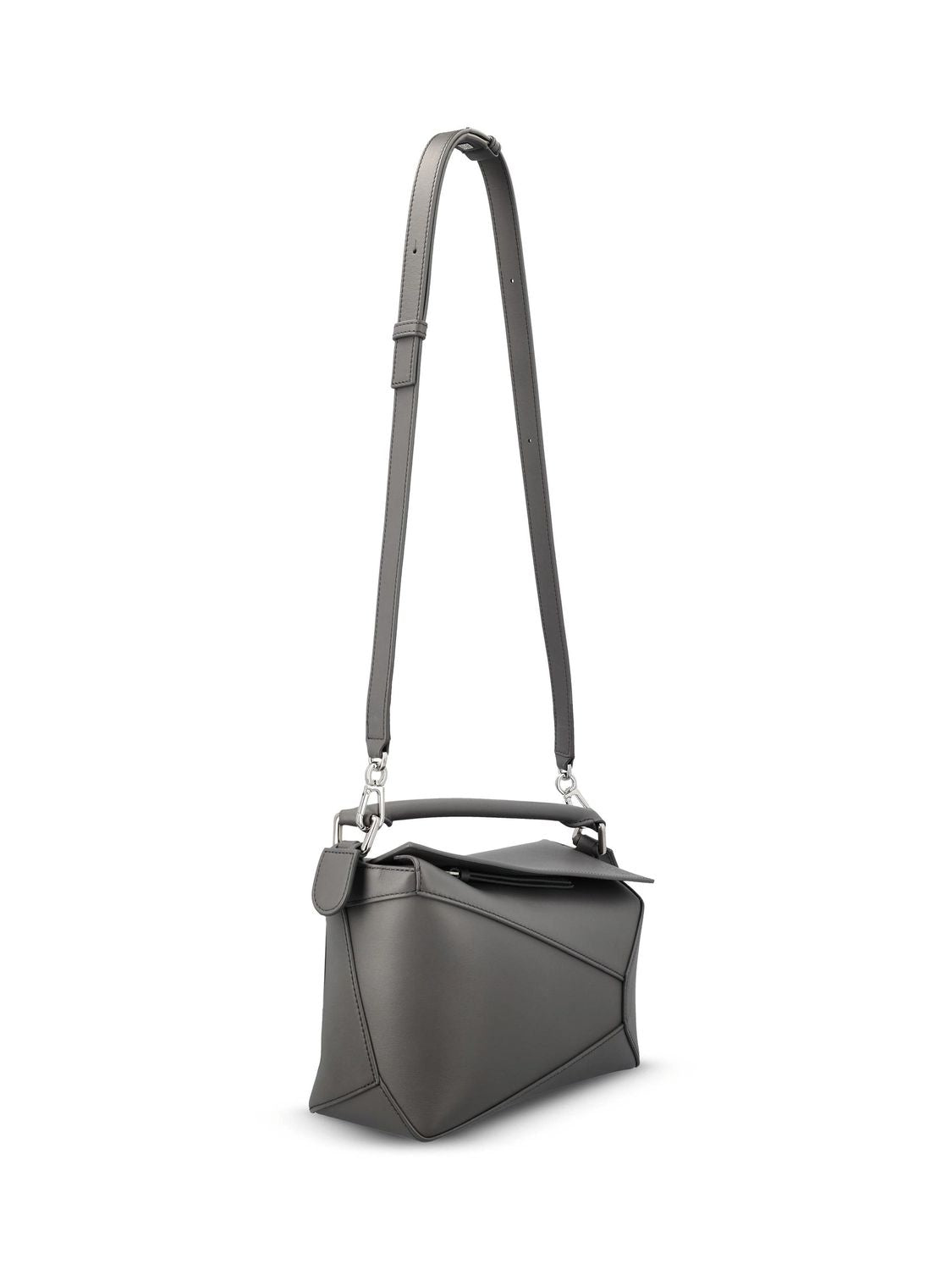 Puzzle Edge Small Calfskin Crossbody Bag - Slate Grey