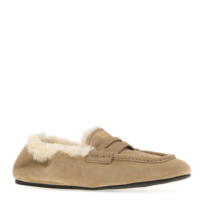 MAYFEYR - Miu Miu - Beige Suede Loafers - 5D341EFZF05Z0GF0F24
