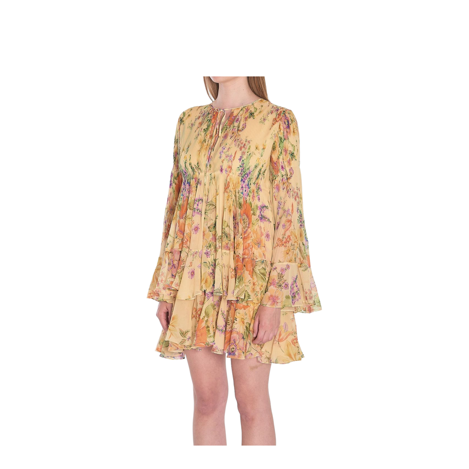 Mini Pleated Dress in Silk Georgette