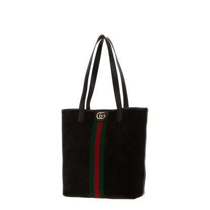 Ophidia Medium Tote Bag in Dark Brown Suede