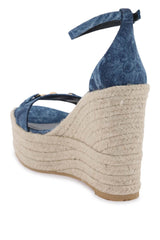 Versace denim barocco wedge sandals