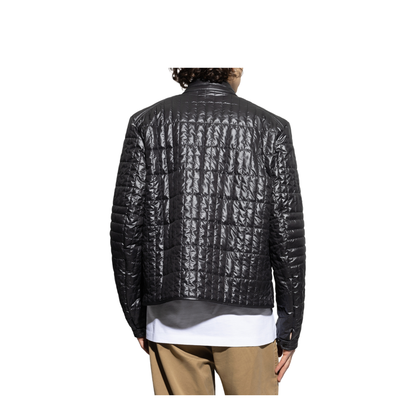 Black Lasne Vertical-Quilted Padded Biker Jacket