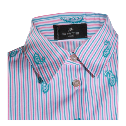 Striped Fil Coupé Paisley Cotton Jacquard Shirt - Pink