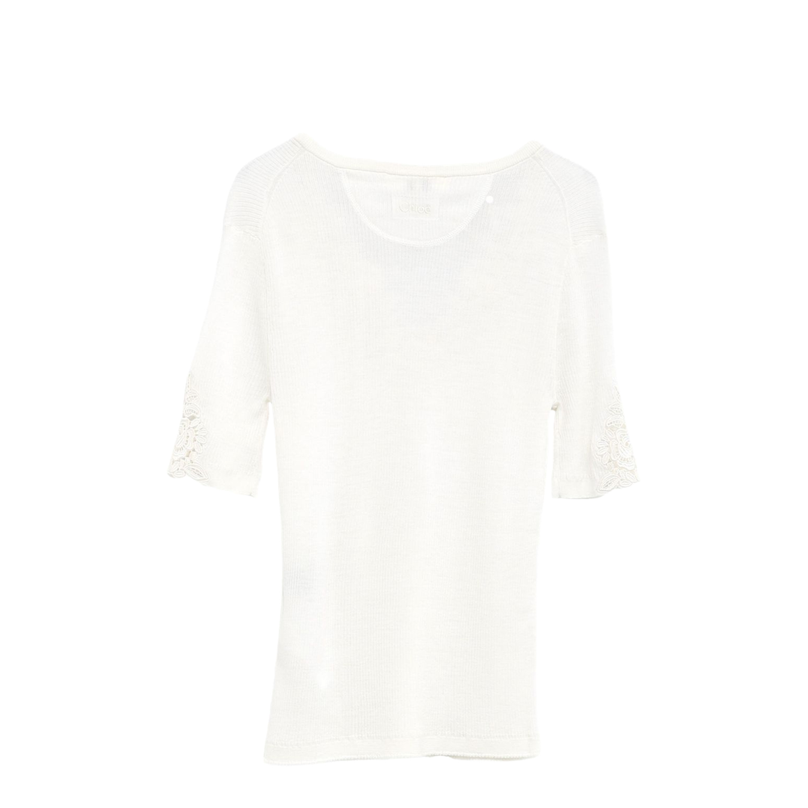 Wool Knit Top with Lace Guipure