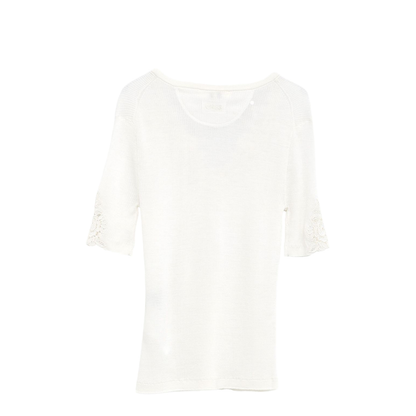 Wool Knit Top with Lace Guipure