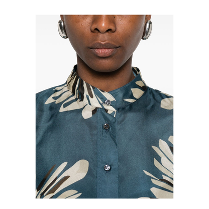 Women's Printed Silk Shirt Blue