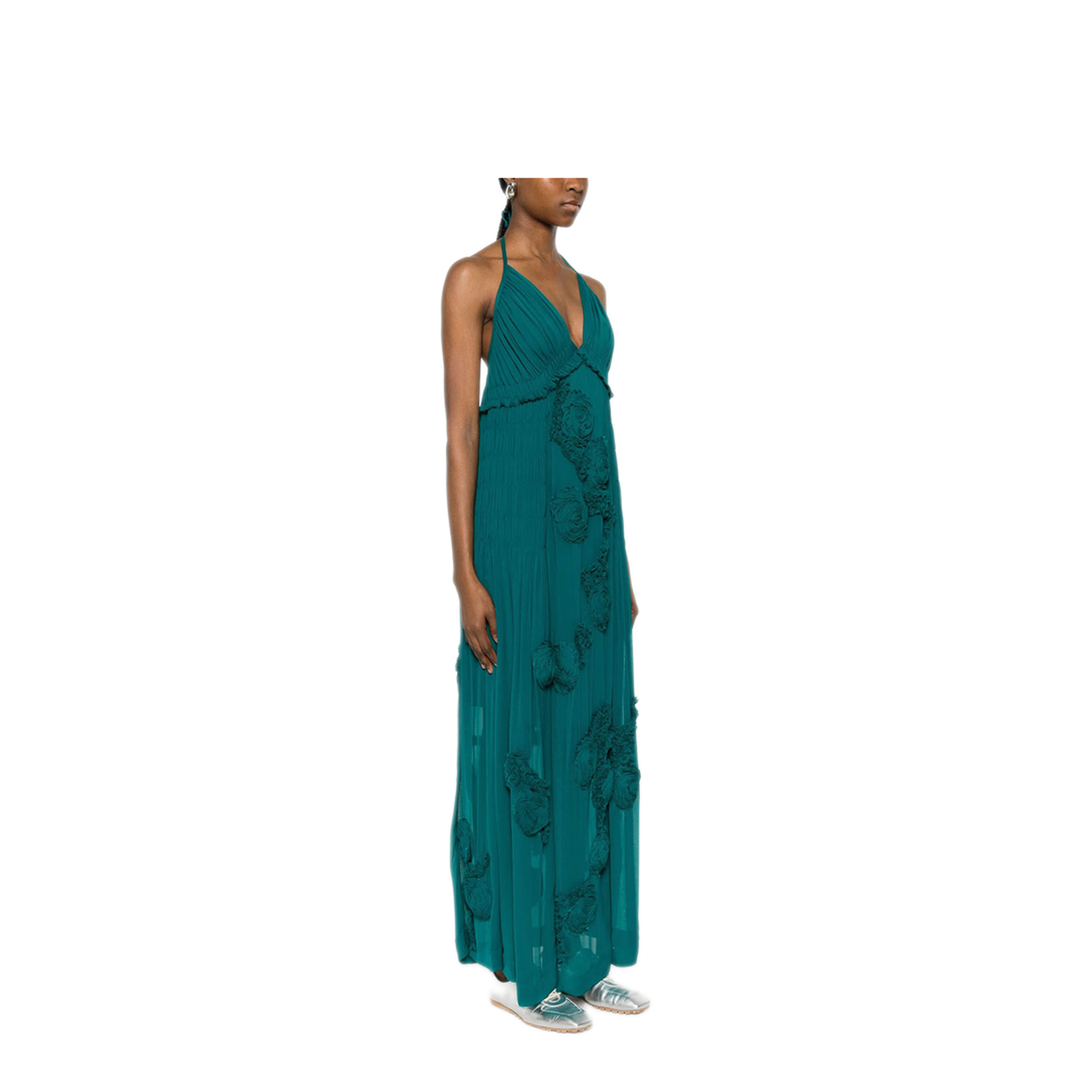 MAYFEYR - Dries Van Noten - Drina Viscose Long Dress With Floral Appliqués - 0110323376508