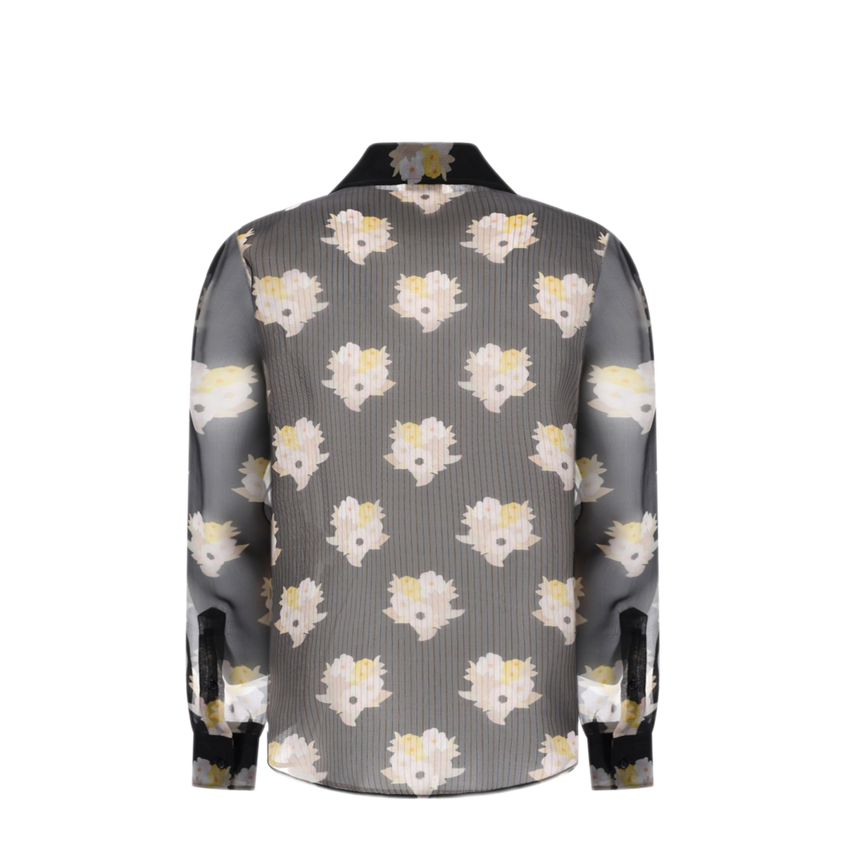 Printed Black Organza Shirt