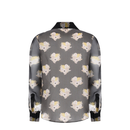 Printed Black Organza Shirt