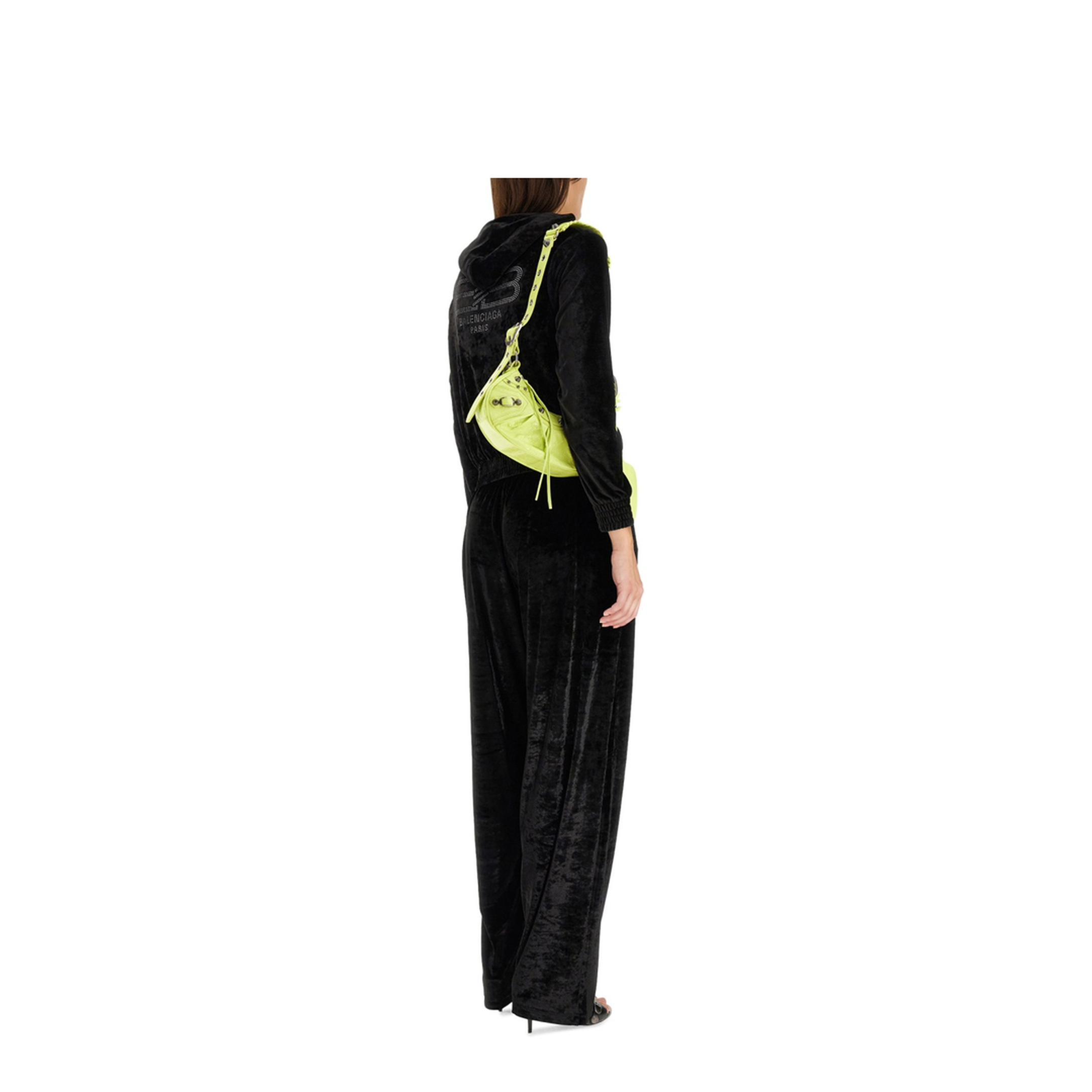 Black Stretch Velvet Baggy Pant