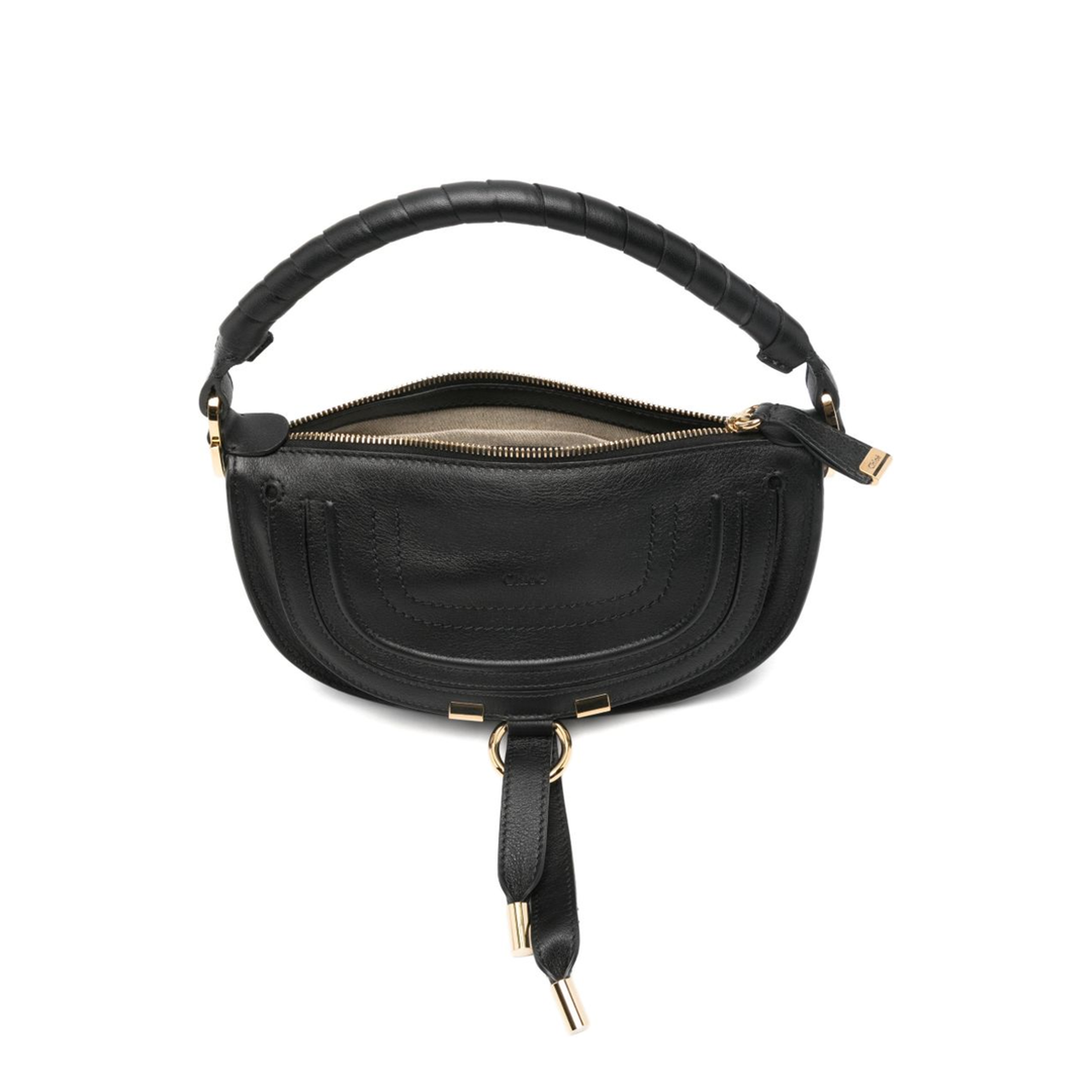 Marcie Mini Calfskin Saddle Bag - Black