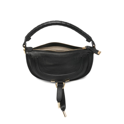 Marcie Mini Calfskin Saddle Bag - Black