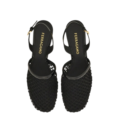 MAYFEYR - Ferragamo - Kay 40 Mesh And Leather Slingback - 01J6720781163NERO