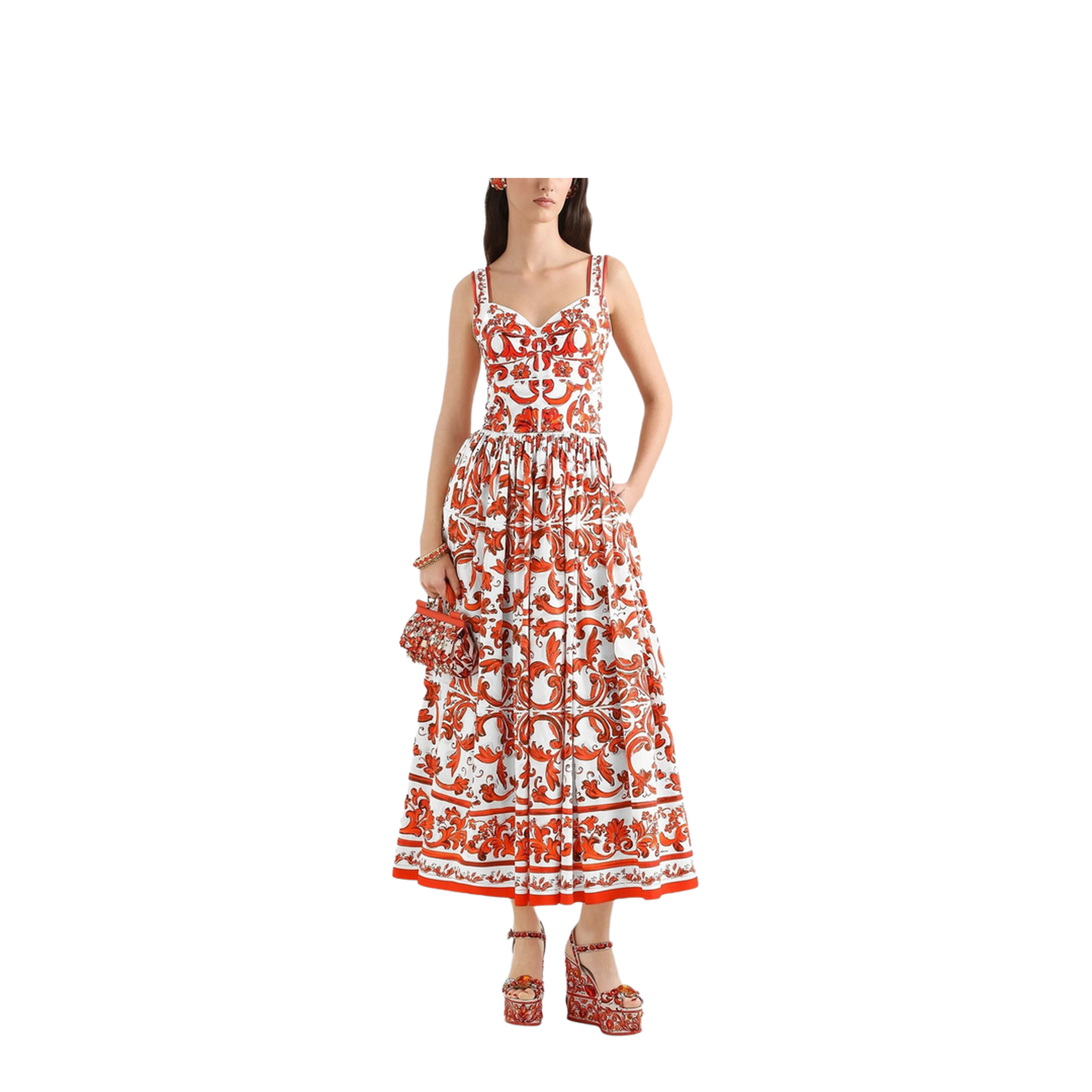 MAYFEYR - Dolce & Gabbana - Long Dress In Poplin Maiolica Print - F6TTHTGDDRL