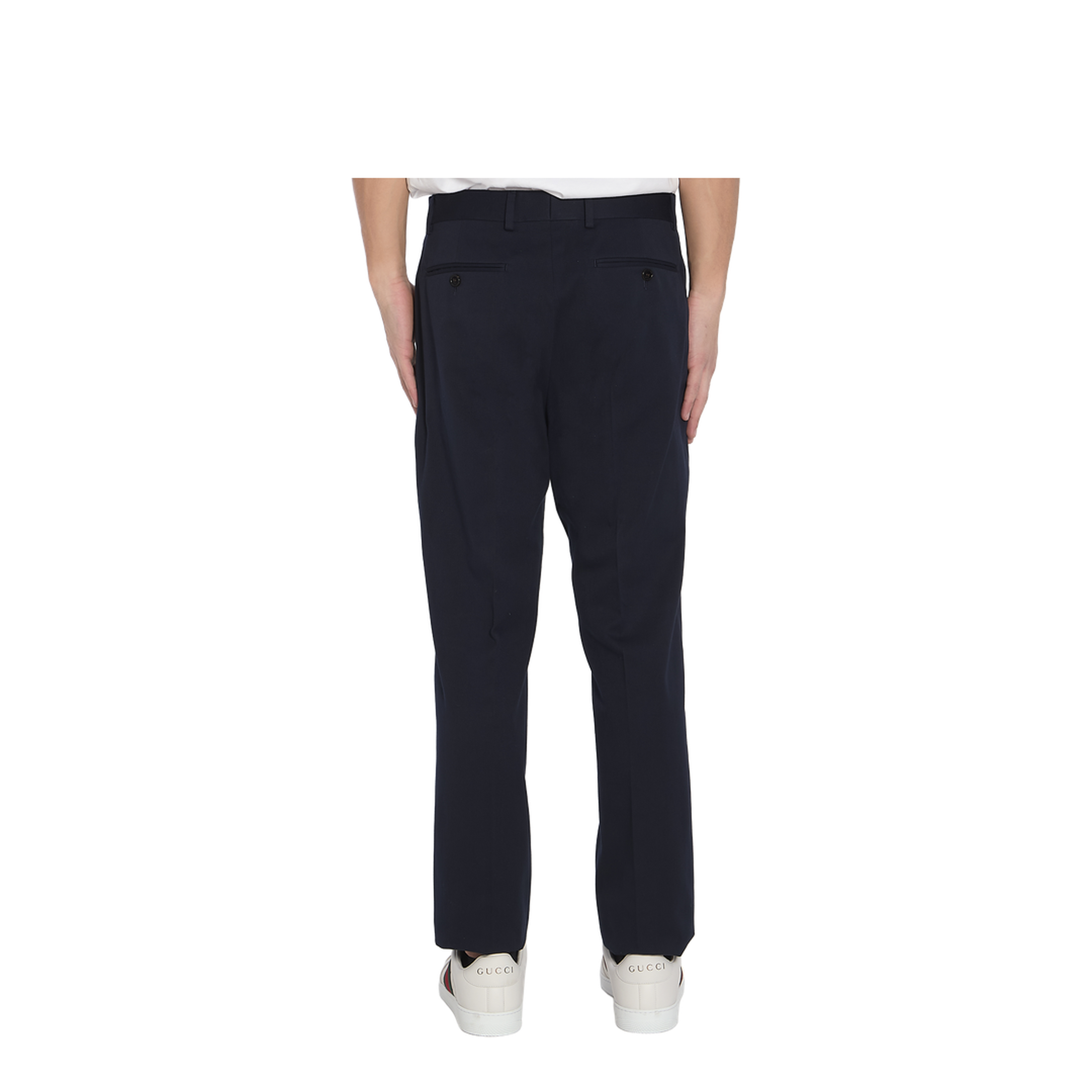 Cotton Gabardine Pant with Web in Blue