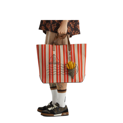 Shopping Bag Medium Multicolor Stripe Printed Canvas Bag