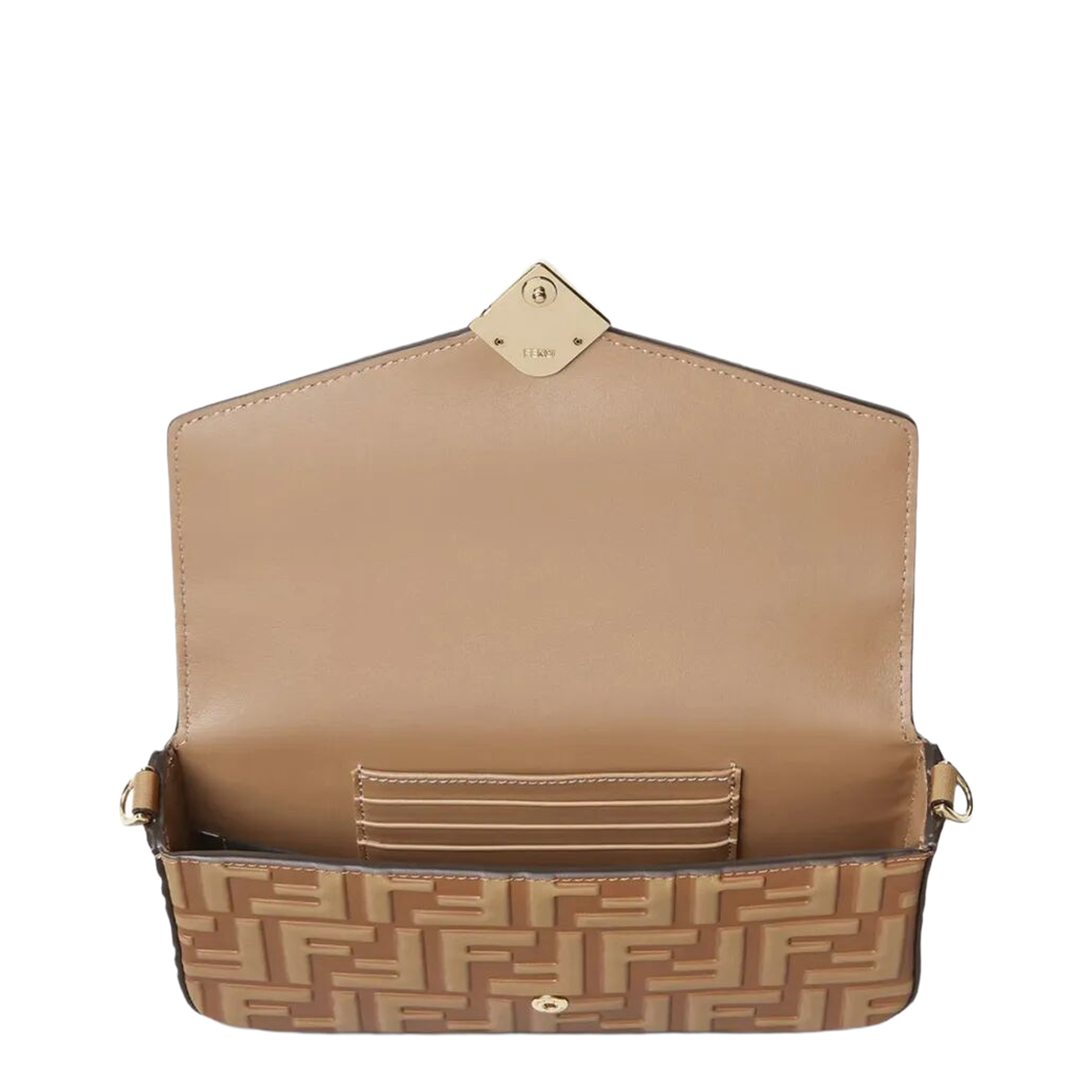 FF Diamonds Wallet On Chain Leather Brown