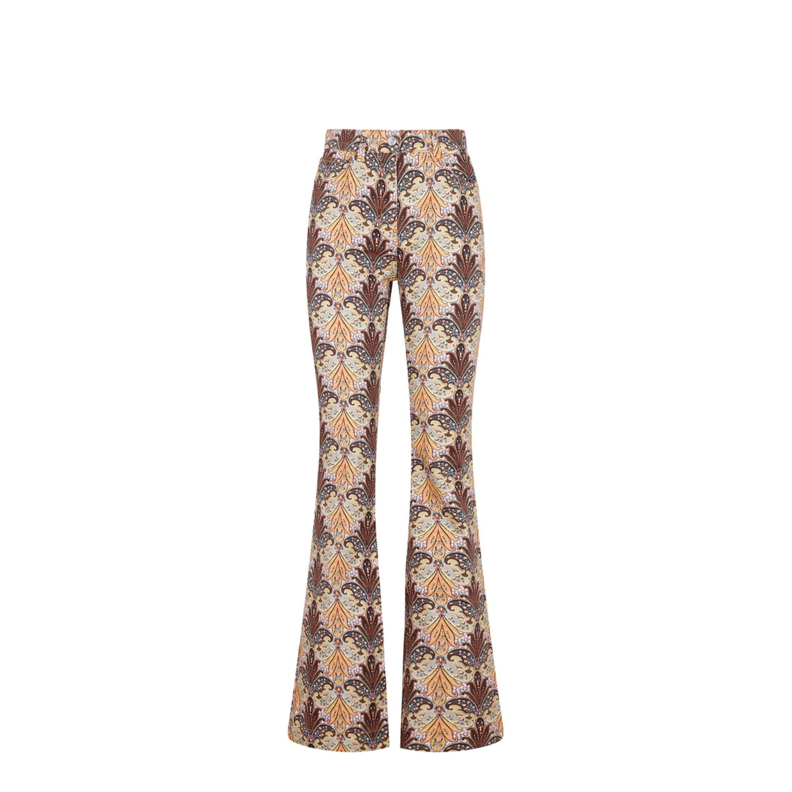 Graphic-print flared jeans